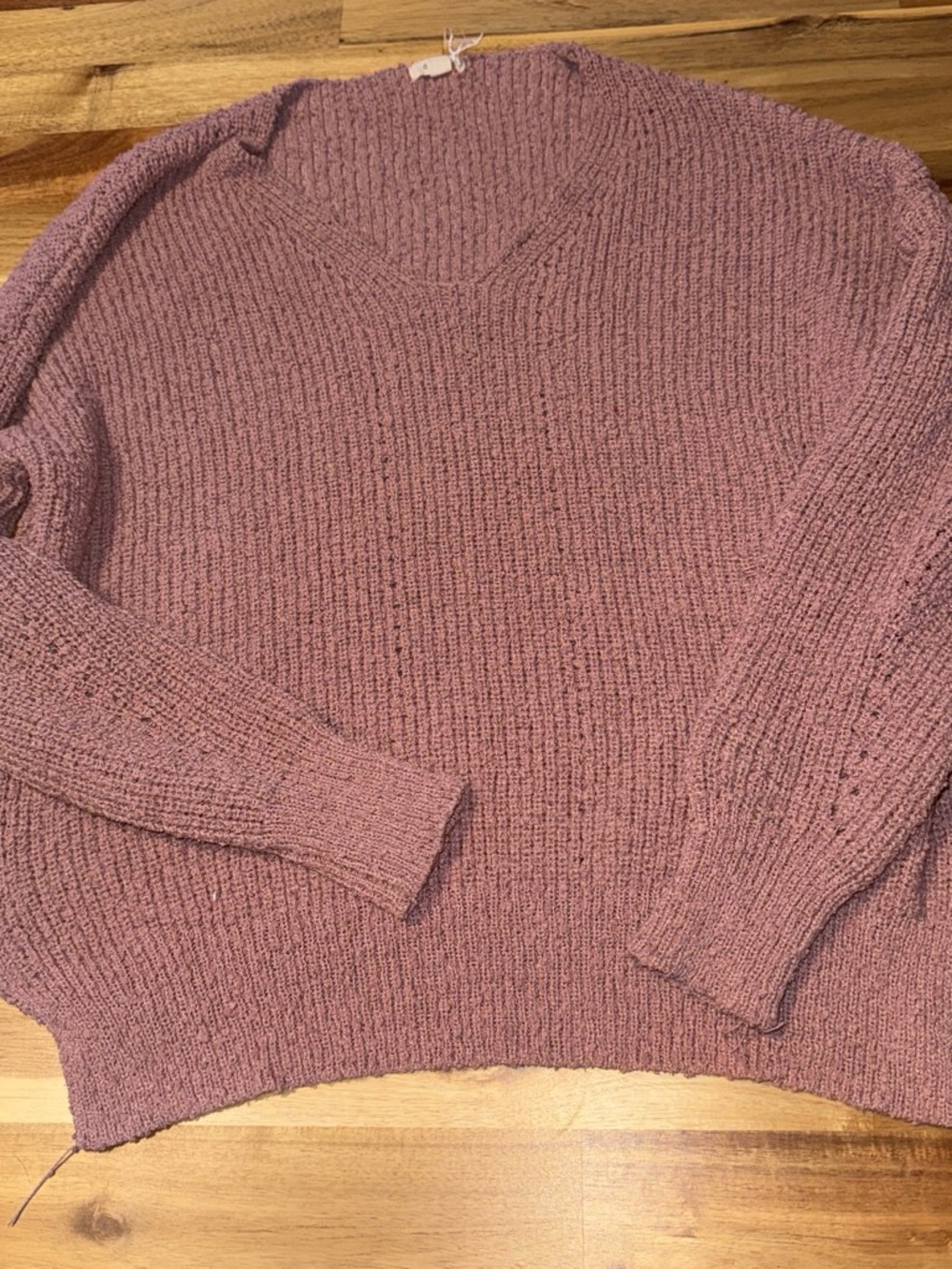 debut Dusty Mauve V-Neck Chunky Knit Sweater